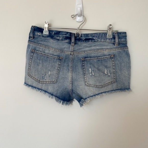 PINK Cut-off Denim Shorts with rhinestone embellishments, size 6 - Picture 3 of 5